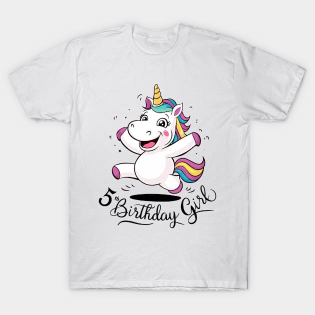 Unicorn 5th Birthday Girl Gift Mythical Creature T-Shirt by Macphisto Shirts